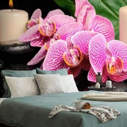 Samolepící tapeta kompozice orchidejí se svíčkami