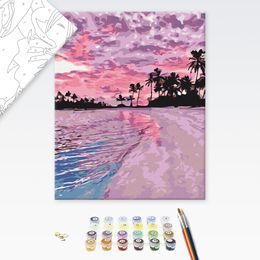 Malování podle čísel romantický západ slunce na pláži