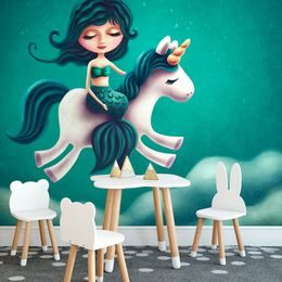 Nádherná samolepící tapeta mořská víla na jednorožci