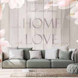 Samolepící tapeta romantická magnolie s nápisem Love