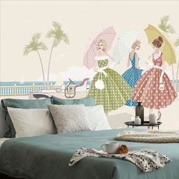 Samolepící tapeta elegantní dámy na pláži