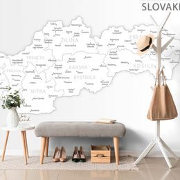 Samolepící tapeta podrobná mapa Slovenské republiky v černobílém provedení