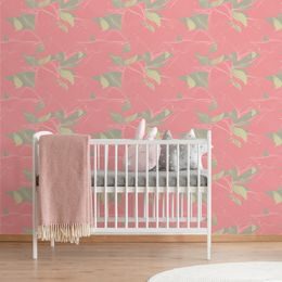 Tapeta zajímavé listy v růžovém provedení