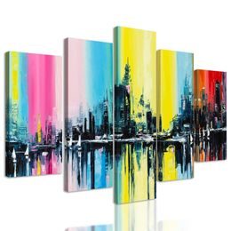 5-dílný obraz barevné město