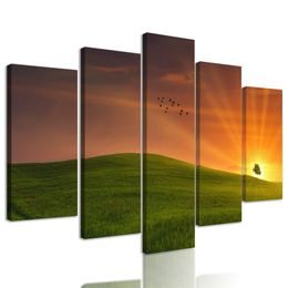 5-dílný obraz strom blokující západ slunce