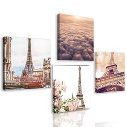 Set obrazů romantická Eiffelova věž