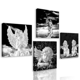 Set obrazů anděle v černobílém provedení