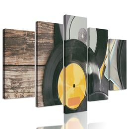 5-dílný obraz klasická vinylová deska