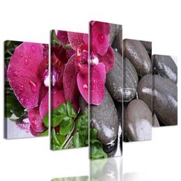 5-dílný obraz wellness zátiší a květ orchideje
