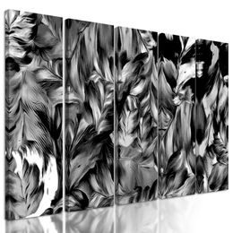 5-dílný obraz malované černobílé květiny