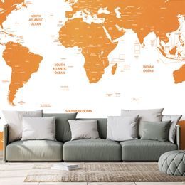 Tapeta podrobná mapa světa v oranžové barvě