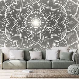 Samolepící tapeta černobílá Mandala s orientálním nádechem