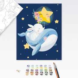 Malování podle čísel pro děti zajíček ve vesmíru