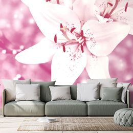 Fototapeta lilie na růžovém pozadí