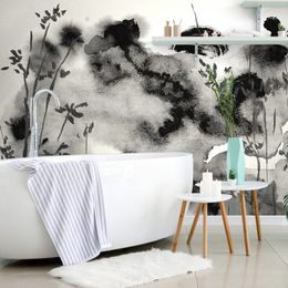 Tapeta černobílá obloha v akvarelovém provedení