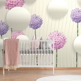 Tapeta barevné květiny s abstraktními prvky