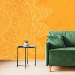 Tapeta oranžová Mandala s abstraktními prvky