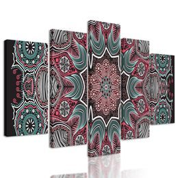 5-dílný obraz květinová Mandala