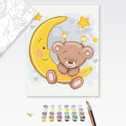 Malování podle čísel pro děti medvídek na měsíčku