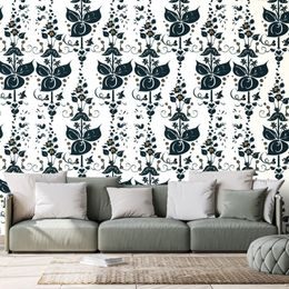 Tapeta jemné květinové liány v tmavém provedení