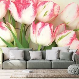 Jedinečná samolepící fototapeta romantické tulipány
