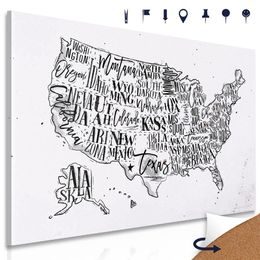 Obraz na korku moderní mapa USA se státy