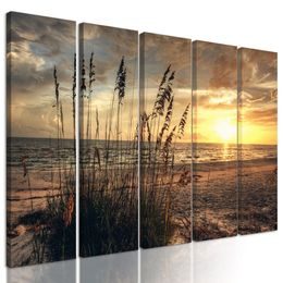 5-dílný obraz západ slunce z pláže