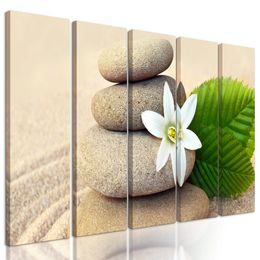 5-dílný obraz kameny na písečné pláži