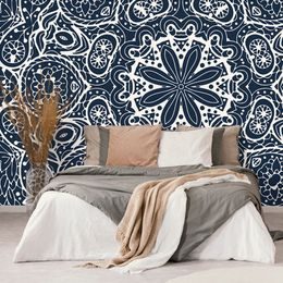 Tapeta Mandala v tmavě modrém stylu