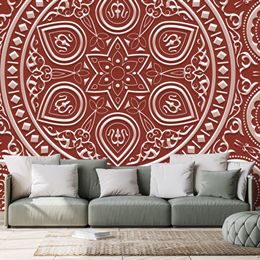Tapeta něžná Mandala na bordó pozadí