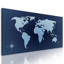 Obraz moderní mapa světa v modrém provedení