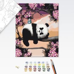 Malování podle čísel panda na stromě