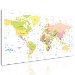 Obraz přehledná mapa světa na bílém pozadí