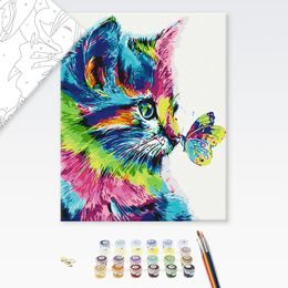 Malování podle čísel pestrobarevná kočka