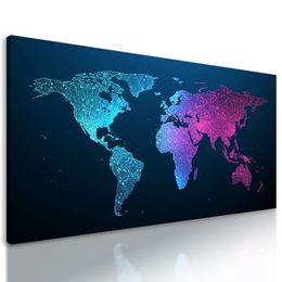 Obraz mapa světa s nádherným neonovým detailem
