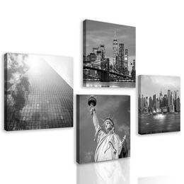 Set obrazů pohled na New York v černobílém provedení