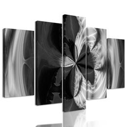 5-dílný obraz krásy abstraktních tvarů v černobílém provedení