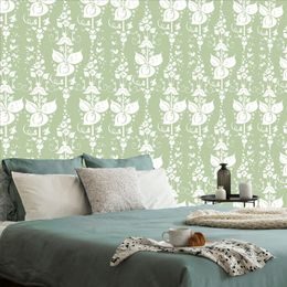 Tapeta jemné květinové liány v zeleném provedení