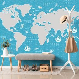 Samolepící tapeta mapa světa s motivem moře