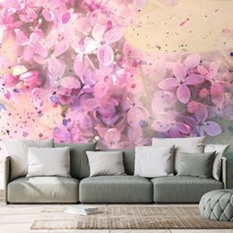 Tapeta větvička plná růžových květin