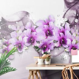 Samolepící tapeta okouzlující květiny na abstraktním pozadí