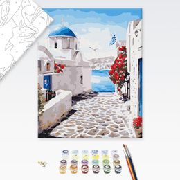 Malování podle čísel romantická dovolená v Santorini