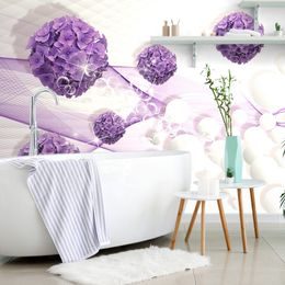 Samolepící tapeta fialové květiny na abstraktním pozadí