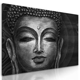 Obraz meditující Buddha v černobílém provedení