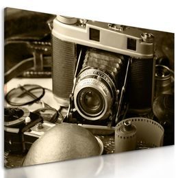 Obraz historický fotoaparát v sépiovém provedení