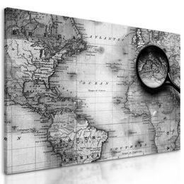 Obraz mapa světa v černobílém provedení