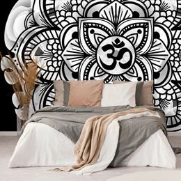 Samolepící tapeta černobílá abstraktní Mandala