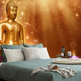 Samolepící tapeta Buddha na zlatém pozadí