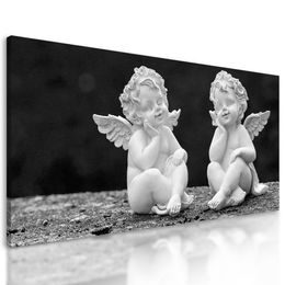 Obraz sošky andílků v černobílém provedení