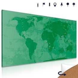 Obraz na korku historická mapa světa v zeleném provedení
